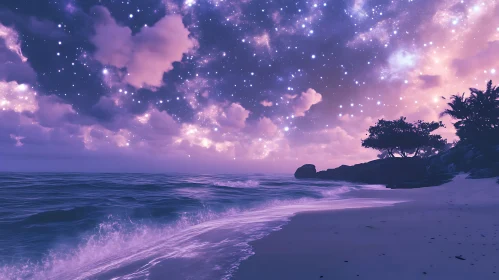 Starry Night Beach Landscape