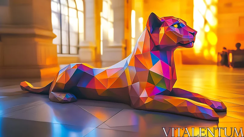 AI ART Abstract Lion Sculpture in Sunlight