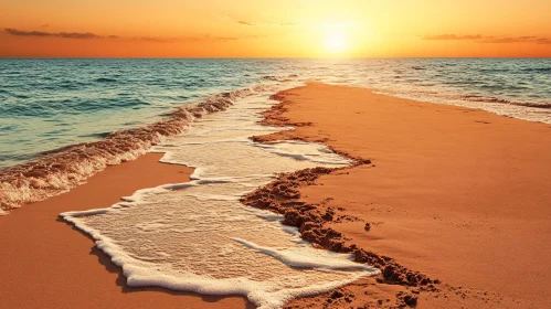 Golden Sunset Over Tranquil Beach