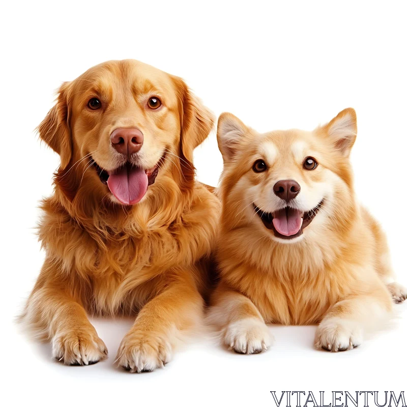 Happy Golden Dogs Side by Side AI Image