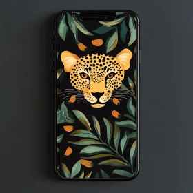 Stylish Leopard with Foliage Design