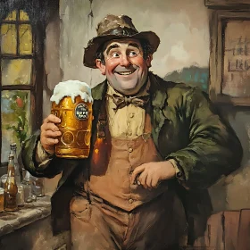 Classic Beer Drinker Portrait Painting