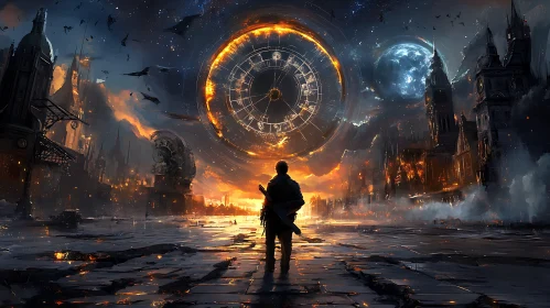 Dystopian Future: Man and Cosmic Clock