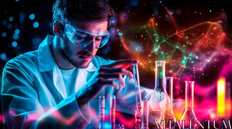 AI ART Neon Lit Science Research