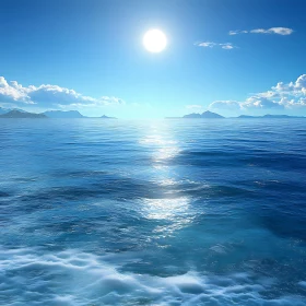 Calm Ocean Scenery with Blue Sky