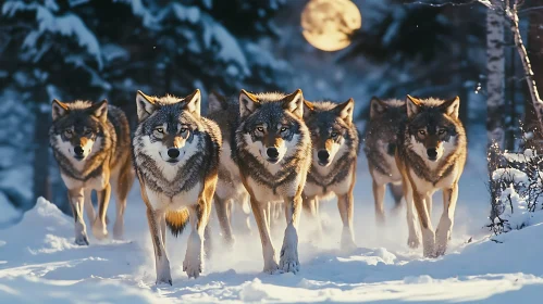 Pack of Wolves in Snowy Wilderness