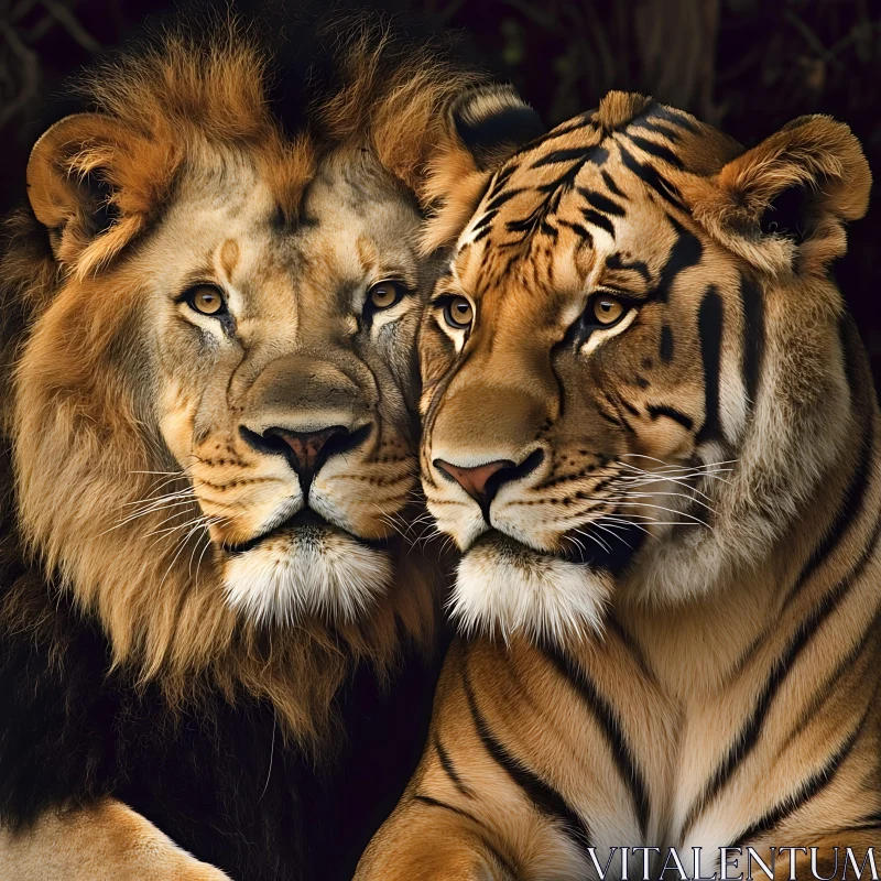 Lion and Tiger: A Bond of Strength AI Image