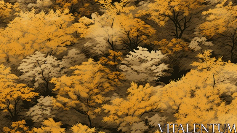 Enchanting Autumn Forest in Japanese-style Landscape Art AI Image