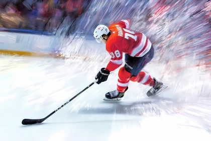 Dynamic Ice Hockey Player in Action