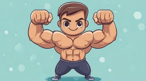 Illustration of a Muscular Cartoon Character