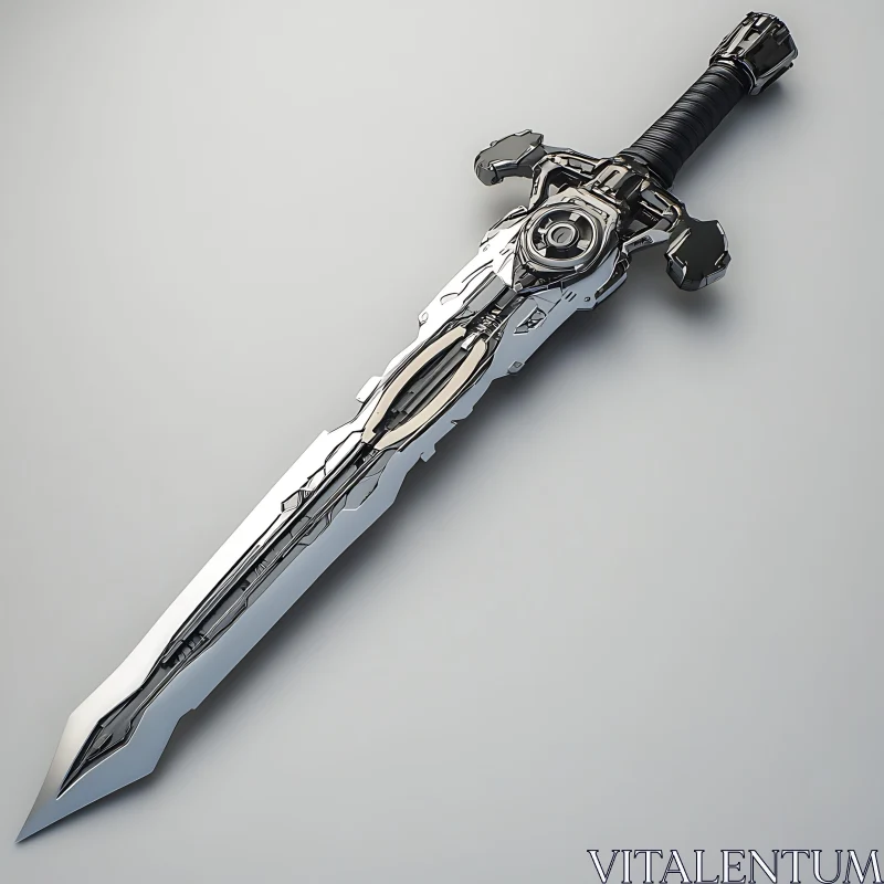 AI ART Sci-Fi Metal Sword with Technological Accents