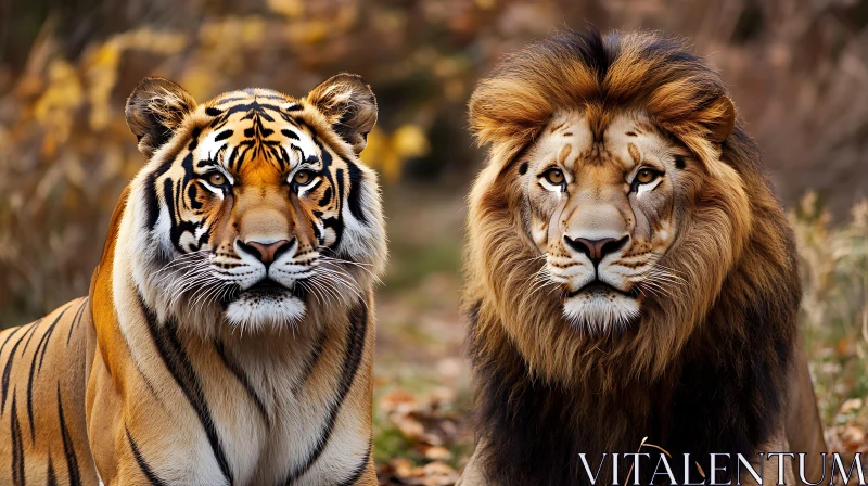 Portrait of a Lion and a Tiger AI Image