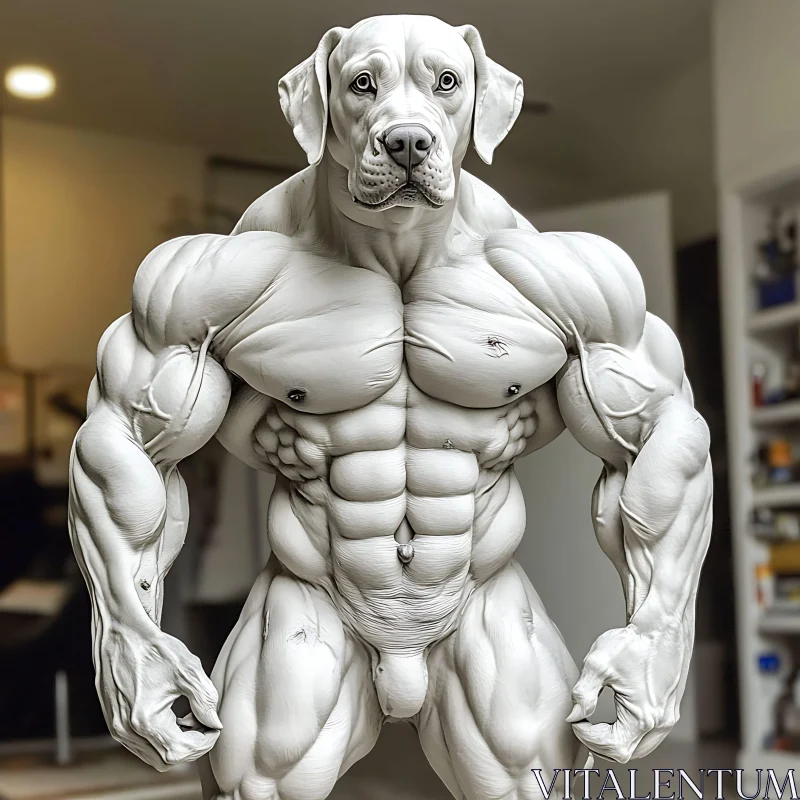 Powerful Canine Bodybuilder AI Image