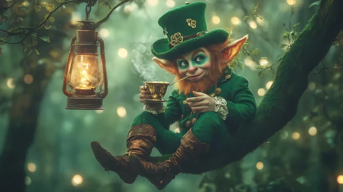 Forest Leprechaun with Tea