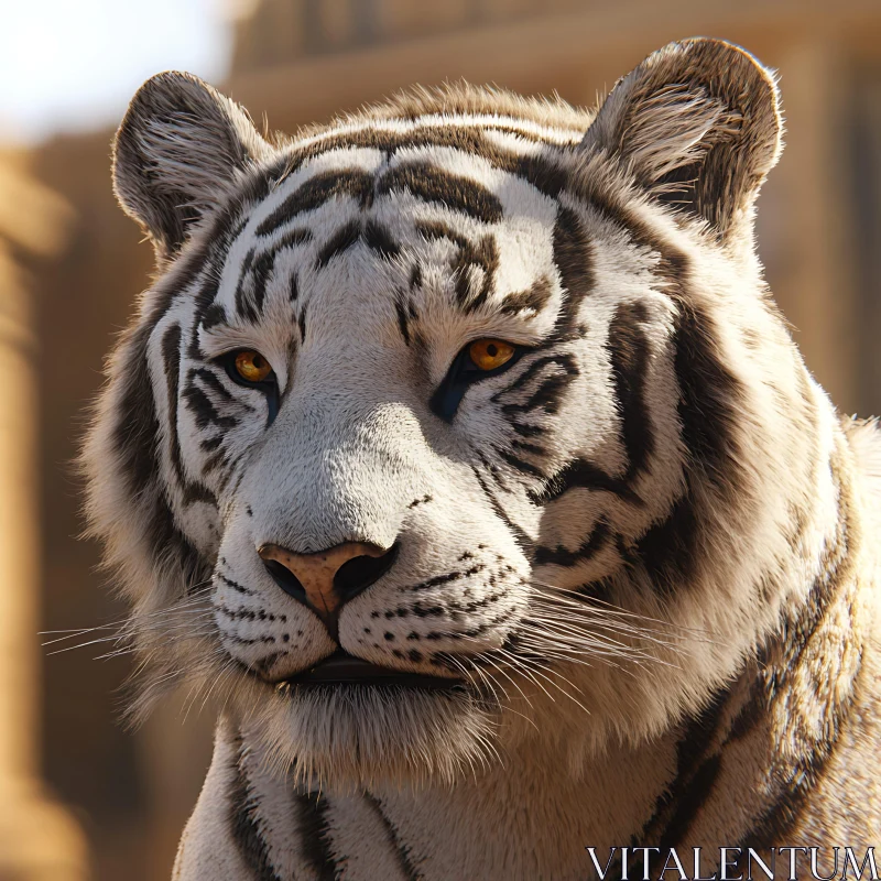 Detailed White Tiger Face Study AI Image