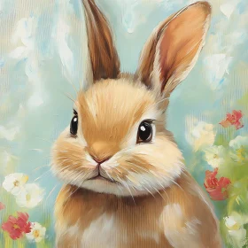 Whimsical Bunny in a Garden of Pastels