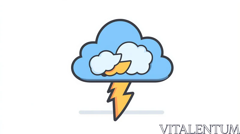 Cartoon Weather Icon of Stormy Cloud AI Image