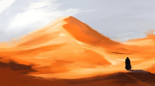 Orange Desert Landscape with Figure