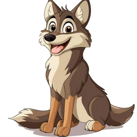 Friendly Wolf Cartoon Character