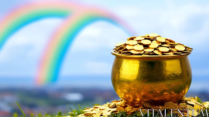 AI ART Lucky Treasure: Gold and Rainbow