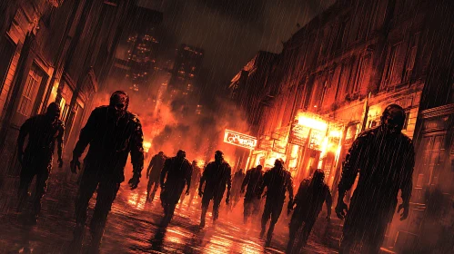 Undead Horde in Rain Soaked City