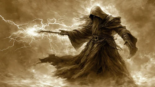 Mystical Wizard with Lightning Power