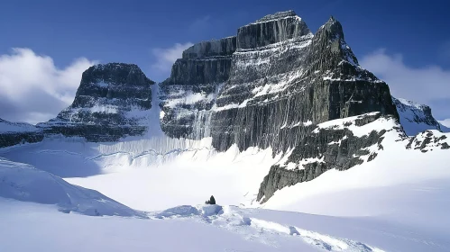 Winter Mountain Landscape with Snow