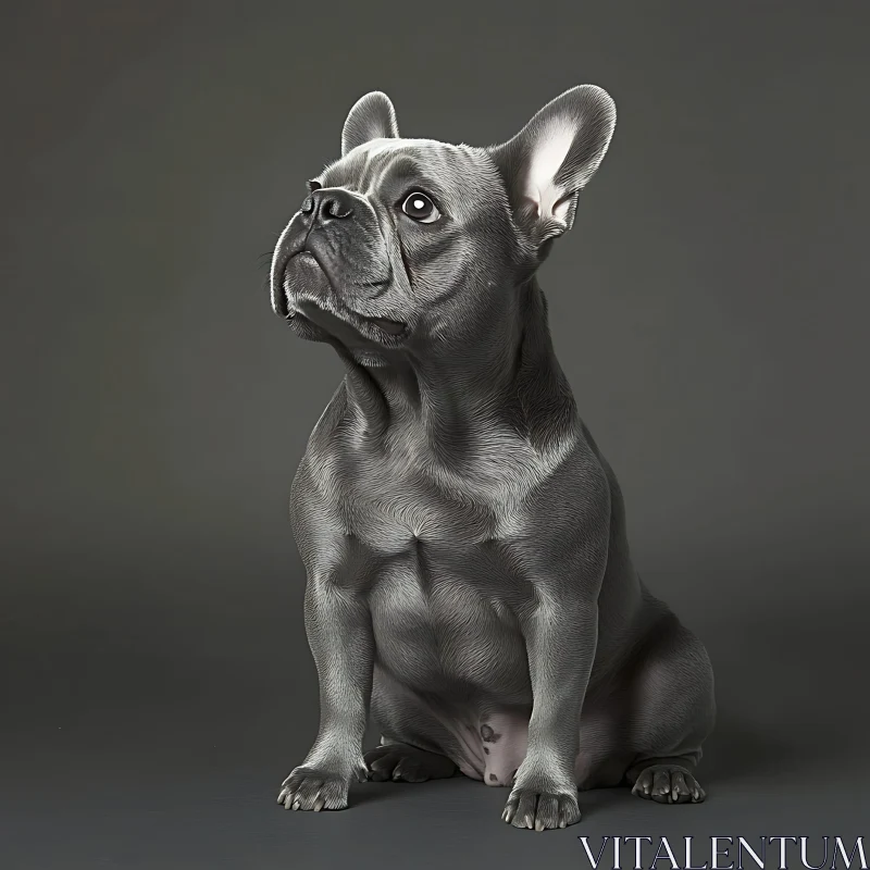 Detailed French Bulldog Portrait in Shades of Grey AI Image