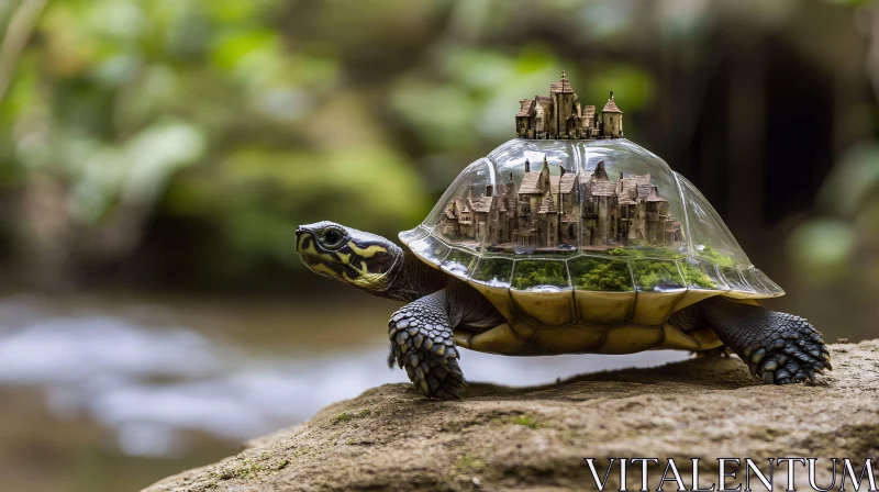 AI ART Fantasy Turtle with Castle