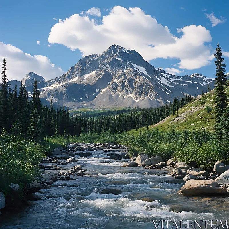 Scenic Mountain River View AI Image