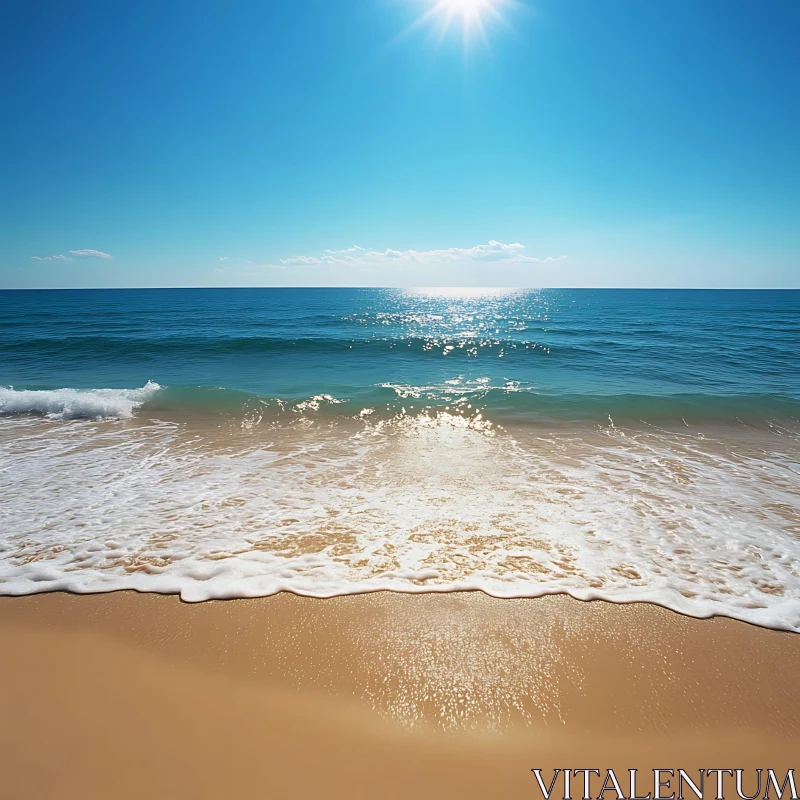 AI ART Tranquil Seascape with Waves and Sunlight