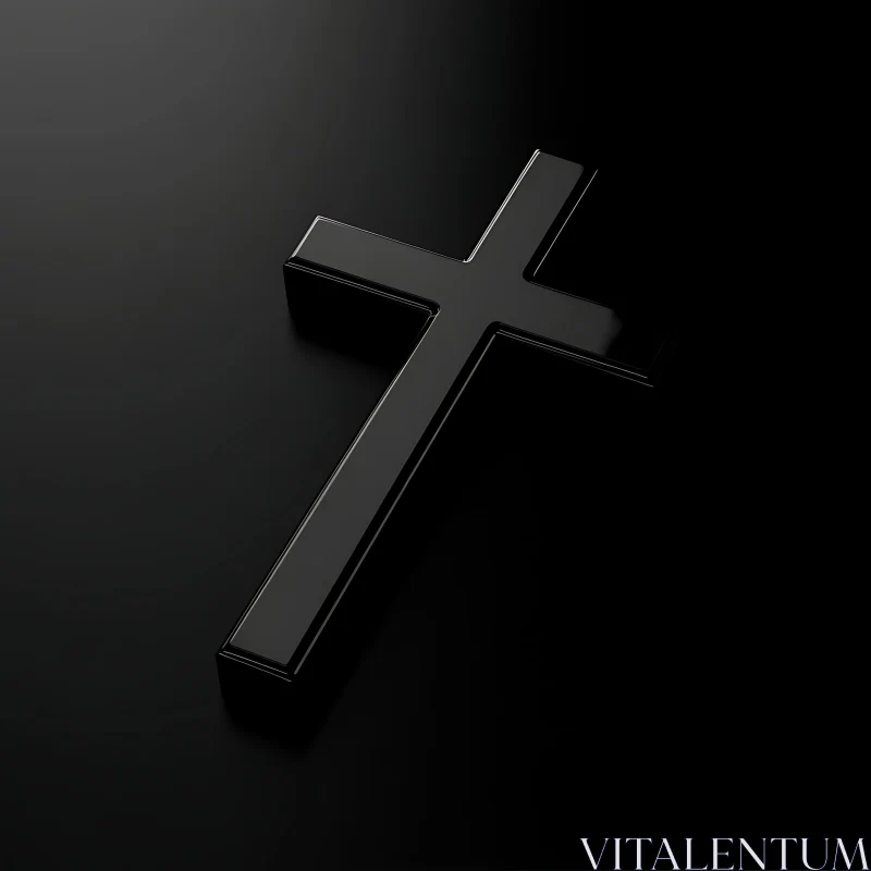 AI ART Sleek Black Cross in Glossy Finish