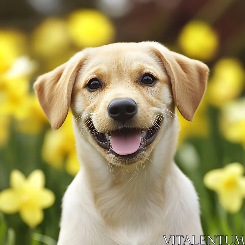 AI ART Cheerful Dog Amidst Vibrant Blooms