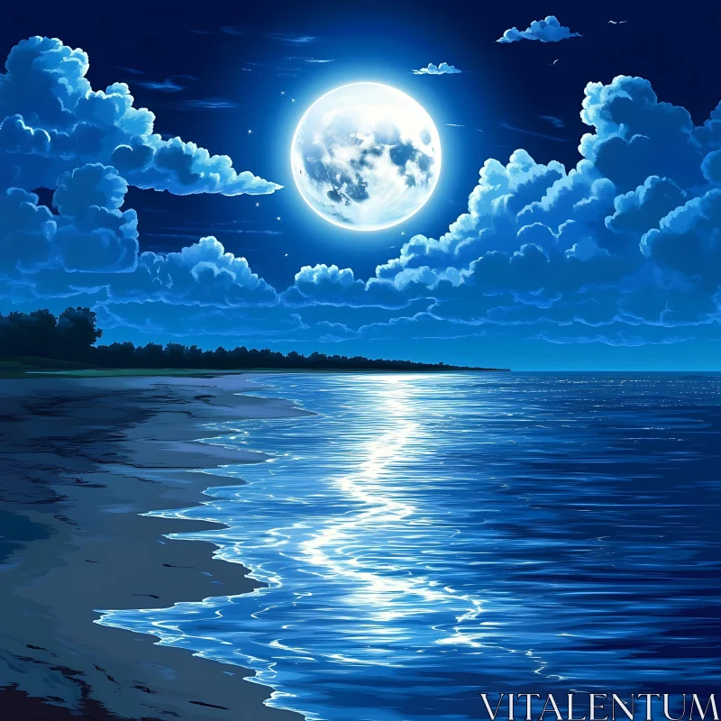 AI ART Serene Moonlight Reflection on the Sea