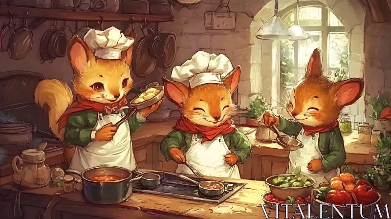 AI ART Charming Rodents Cooking in the Kitchen