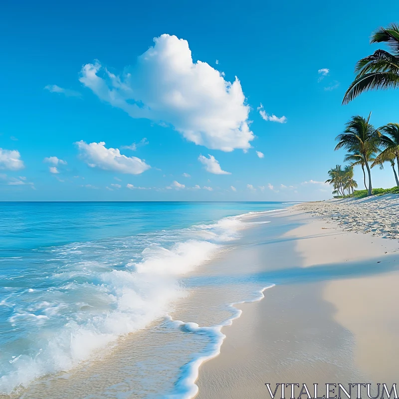 AI ART Seaside Paradise: Palm Trees and Turquoise Water