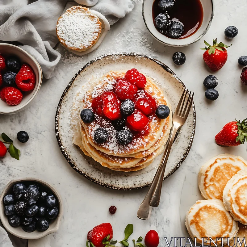 Pancakes and Berries Still Life AI Image