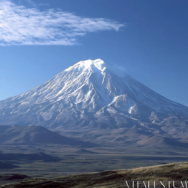 Mountain Landscape with Snow and Sky AI Image