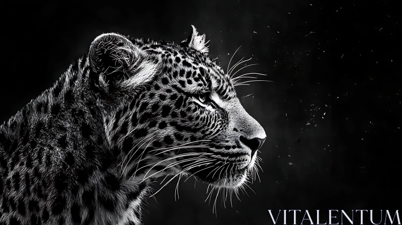 Leopard in Black and White AI Image