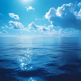 Serene Ocean View with Sunlight