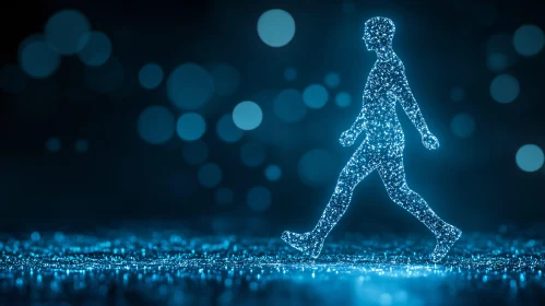 Walking Figure Made of Particles
