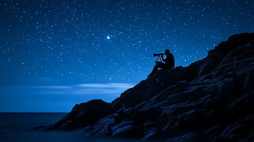 Night Watcher with Telescope