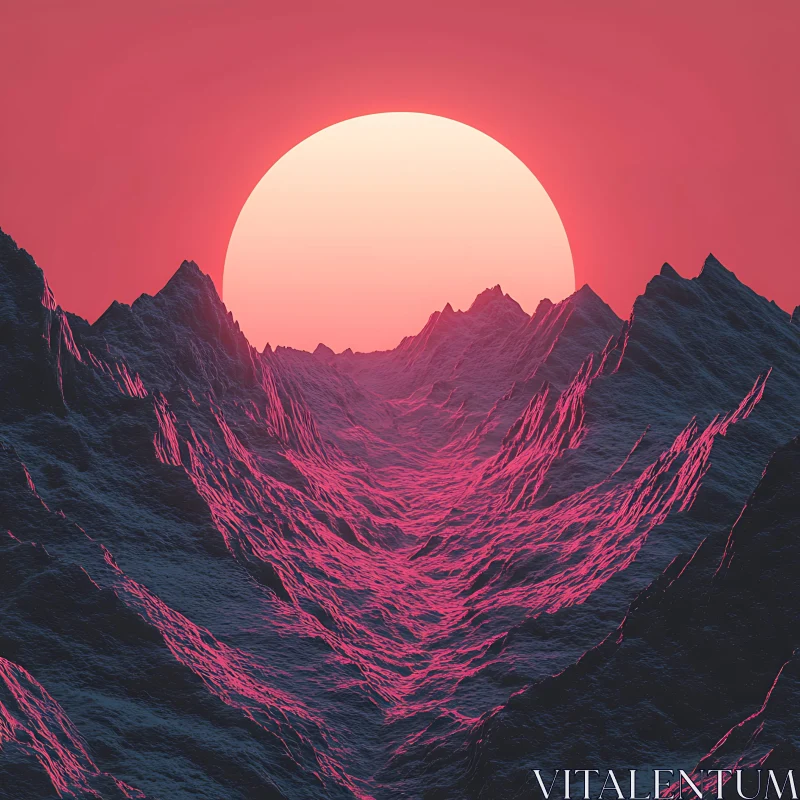 AI ART Serene Mountain Sunset Art