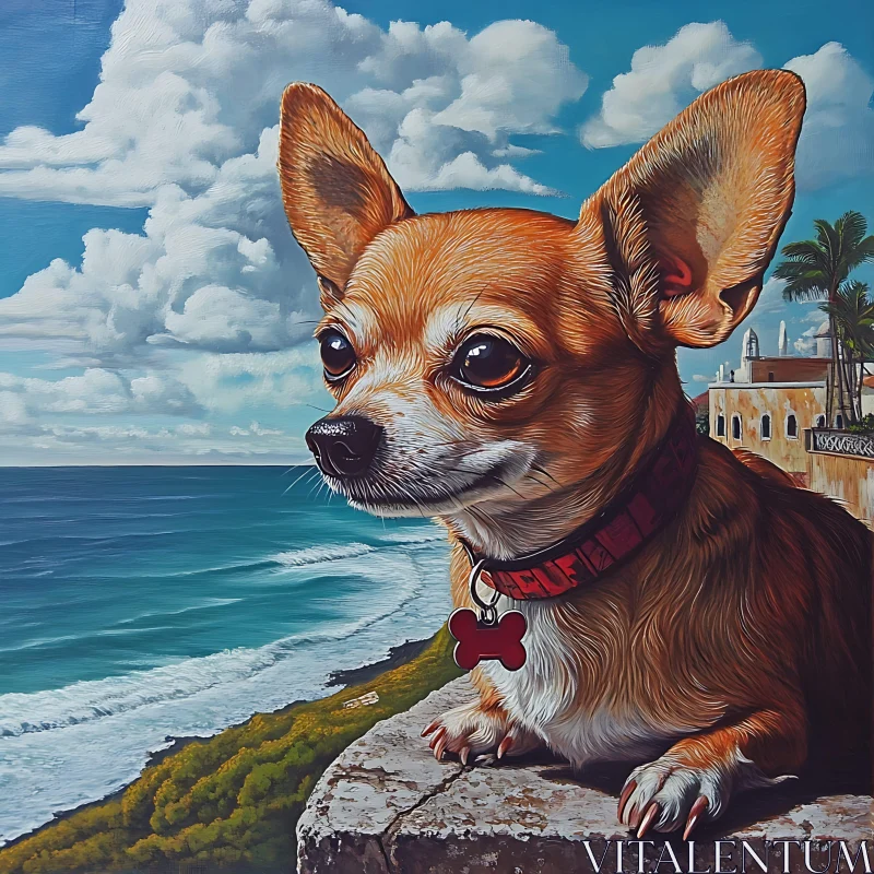 AI ART Expressive Chihuahua on a Rocky Ledge