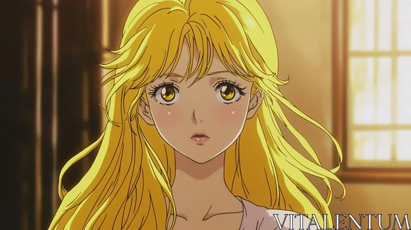 Sunlit Anime Portrait of a Blonde Woman AI Image