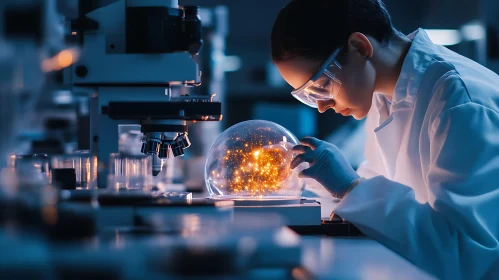 Lab Research with Glowing Orb