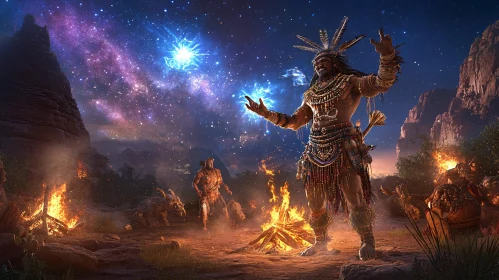 Tribal Gathering by Bonfire