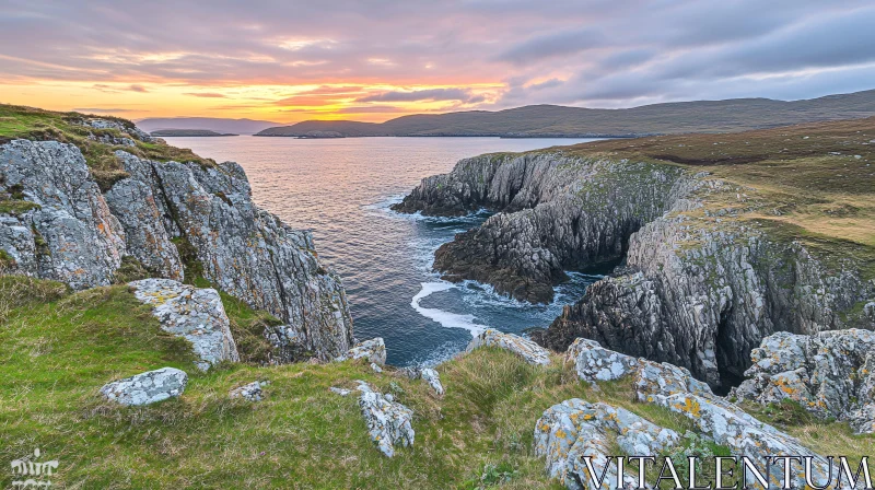 Scenic Coastal Landscape at Sunset AI Image