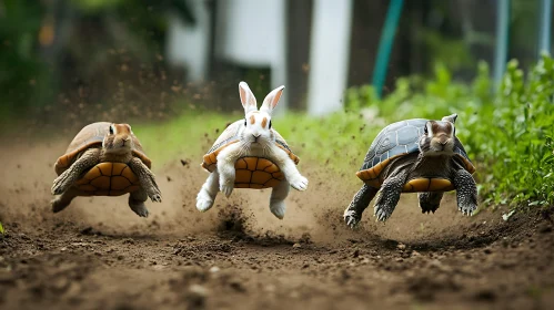 Whimsical Turtle-Rabbit Race