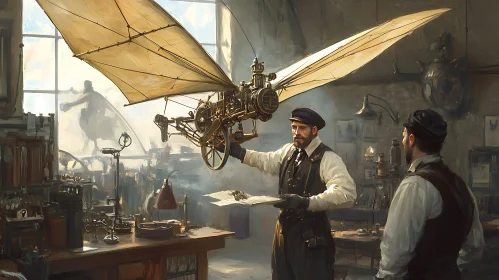 Vintage Steampunk Flying Machine Design